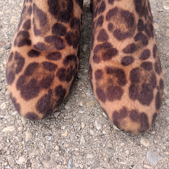 Nine West Brown & Tan Leopard Faux Fur Ankle Booties Women's Size 7.5 - Picture 5 of 14